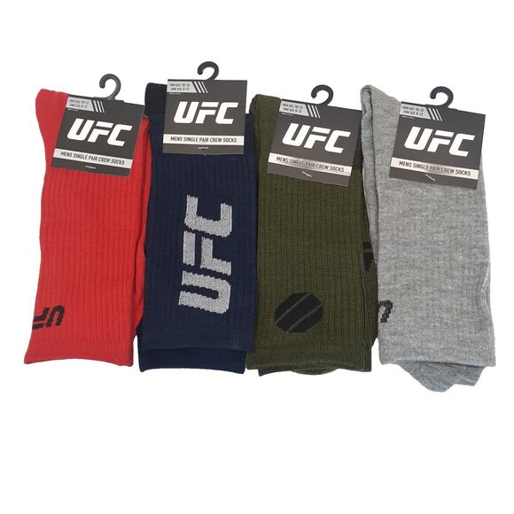 UFC Mens 4 Pair Multicolor Athletic Crew Socks Size 6-12 NWT - Picture 1 of 5